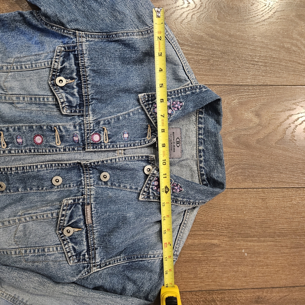 Buffalo Jean Vintage 90s Women's Embellished Embroidered Jean Jacket Size M - Picture 13 of 16